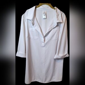 Crown & Ivy White Popover Tunic Cover Up- XL
